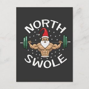 Cartão Postal De Convite Norte Sarado Papai Noel Engraçado Natal Fitness