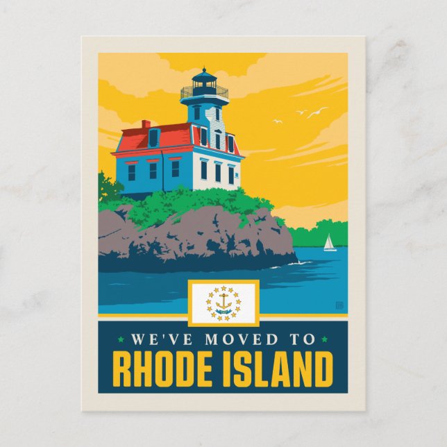Cartão Postal De Convite Nos mudamos para Rhode Island (Frente)