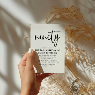 Cartão Postal De Convite Noventa 90 moderna, Festa de aniversário preto e
