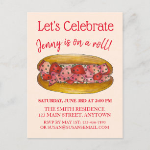 Cartão Postal De Convite Num Rolo de Lagosta Parabéns Maine ME Foodie