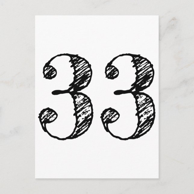 Cartão Postal De Convite Numéro 33 - Chiffre Trente-Trois Manuscrit Âge (Frente)