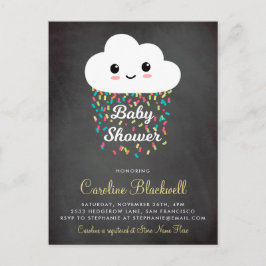 Cartão Postal De Convite Nuvem e Confetti Bonitas | Chá de fraldas chalkboa