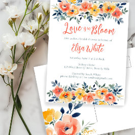 Cartão Postal De Convite O amor está no Bloom Watercolor Floral Chá de pane