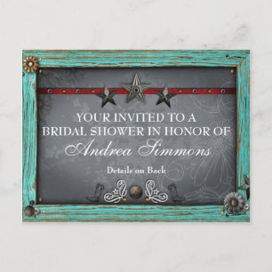 Cartão Postal De Convite O chá de panela ocidental do país rústico convida