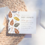 Cartão Postal De Convite O outono deixa a mostarda cair Chá de fraldas<br><div class="desc">Um chá de fraldas moderno com folhas caídas do outono em lindas tonalidades de amarelo-mostarda,  castanho e cinza. Edite o texto nas caixas modelo para personalizar este design.</div>