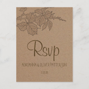 Cartão Postal De Convite O papel rústico de Kraft Brown sae de RSVP Wedding