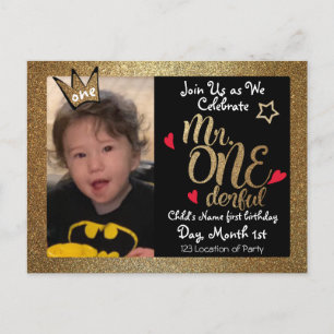Cartão Postal De Convite O Sr. Oneince Primeiro Aniversário Convidou