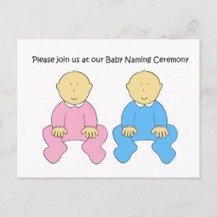 Cartão Postal De Convite O Twins Naming Cerimony Convite.
