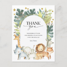 Obrigado Safari Chá de fraldas postal