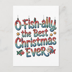 Cartão Postal De Convite Oficialmente o Melhor Natal de Pesca de Todos os T