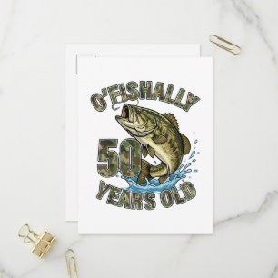 Cartão Postal De Convite OFishally 50 Anos de Idade Amante da Pesca Anivers