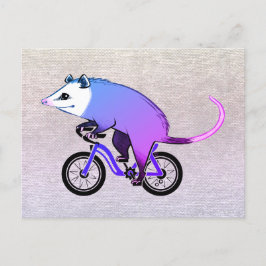 Cartão Postal De Convite Ogambá De Festa Rosa Andando De Bicicleta