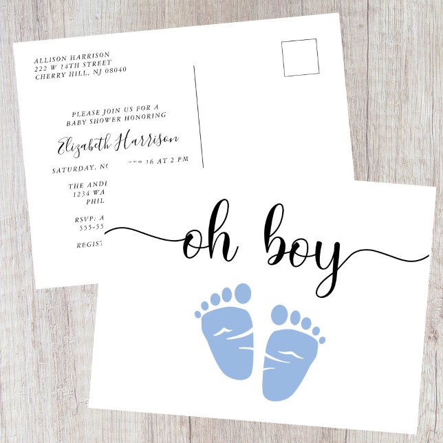 Cartão Postal De Convite Oh Boy Blue Chá de fraldas (Criador carregado)