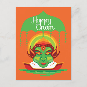 Cartão Postal De Convite Onam Kathakali Face