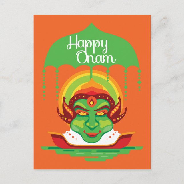 Cartão Postal De Convite Onam Kathakali Face (Frente)