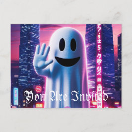 Cartão Postal De Convite Ondas Ghosty e Luzes Urbanas