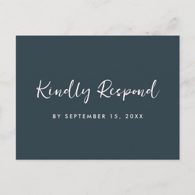 Cartão Postal De Convite Opção De Refeição De Script De Tendência Rsvp Azul (Frente)