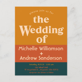 Cartão Postal De Convite Orange Peacock Modern Retro