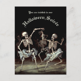 Cartão Postal De Convite Orçamento Black Death Dancing Skeletons Halloween
