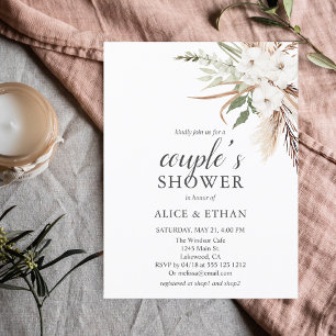 Cartão Postal De Convite Orçamento Boho Pampa Grass Casal Greenery Inv