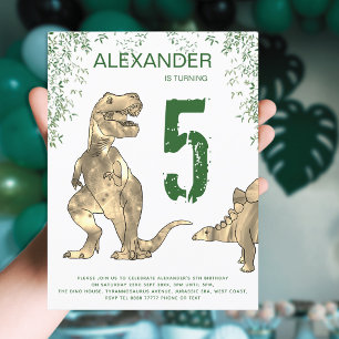 Cartão Postal De Convite Orçamento da festa de 5 anos na selva dos dinossau