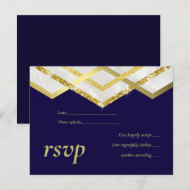 Cartão Postal De Convite Orçamento LeahG Navy Gold Art Deco Casamento