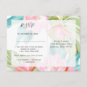 Cartão Postal De Convite Orchid Isle, Orange Palm RSVP com opção de refei
