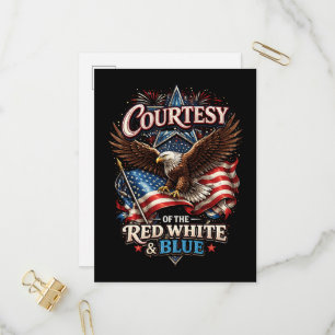 Cartão Postal De Convite Orgulhoso do Vermelho Branco e Azul Vintage