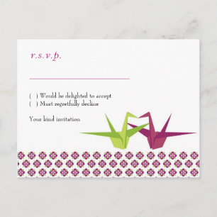 Cartão Postal De Convite Origami Paper Crane Wedding