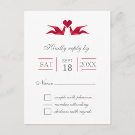 Cartão Postal De Convite origami red cranes rsvp