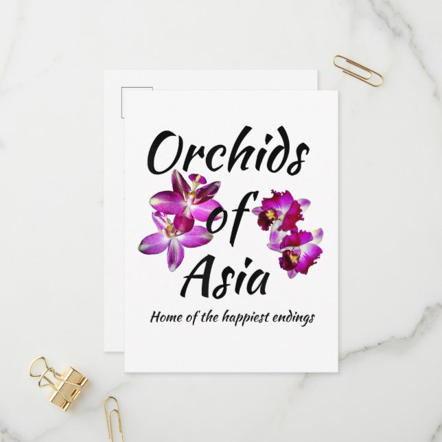 Cartão Postal De Convite Orquídeas da Ásia (Frente/Verso In Situ)