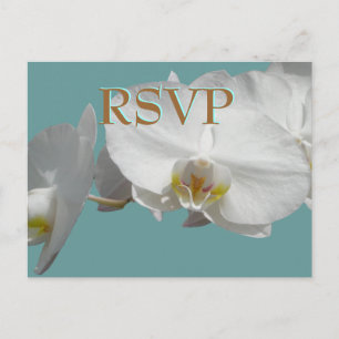 Cartão Postal De Convite Orquídeas do branco do casamento RSVP