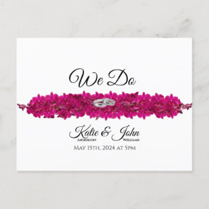 Cartão Postal De Convite Orquídeas Fuchsia em RSVP de Casamento Branco-