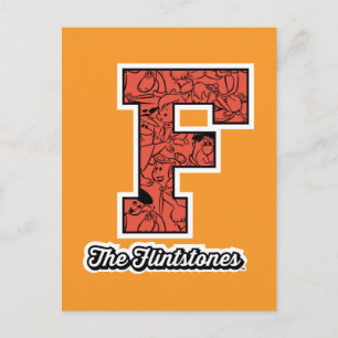 Cartão Postal De Convite Os Flintstones   Monograma de estilo colegial