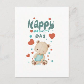 Cartão Postal De Convite Osito bebé desea feliz día de la madre