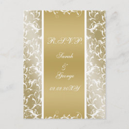 Cartão Postal De Convite ouro de champanhe Casamento Barroco