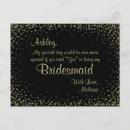 Cartão Postal De Convite Ouro Glitter - Você Será Minha Porta-Voz?