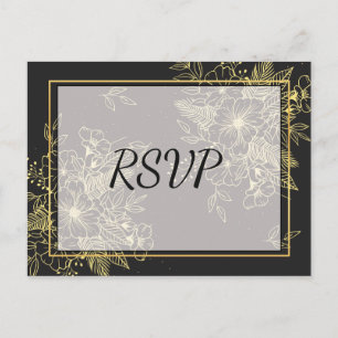Cartão Postal De Convite Ouro Rosa RSVP