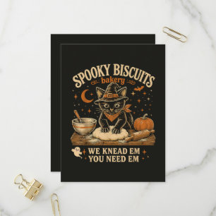 Cartão Postal De Convite Padaria de Biscoitos Assustadores Gato Preto Hallo
