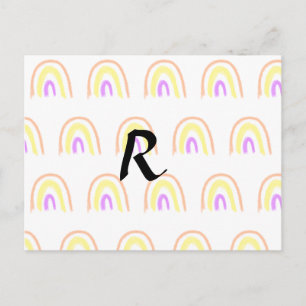 Cartão Postal De Convite padrão de arco-íris aquarela simples adicionar tex
