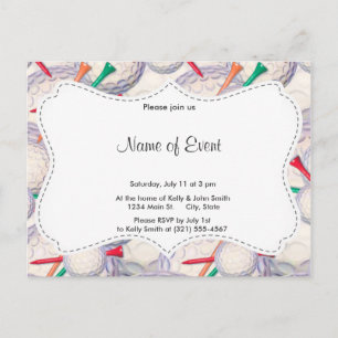 Cartão Postal De Convite Padrão de Bolas e Camisetas de Golfe;