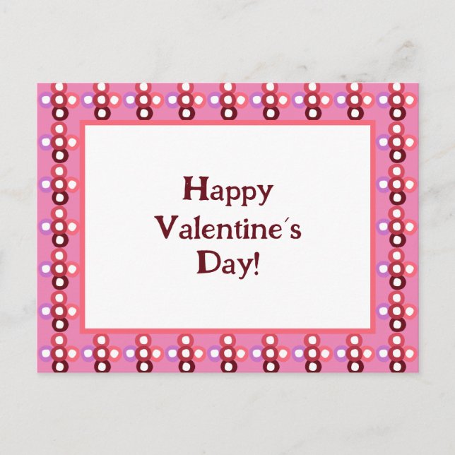 Cartão Postal De Convite Padrão de bolha vermelha e rosa (Frente)