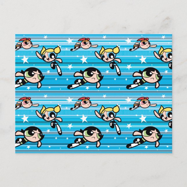 Cartão Postal De Convite Padrão de Estrela de Raparigas Powerpuff (Frente)