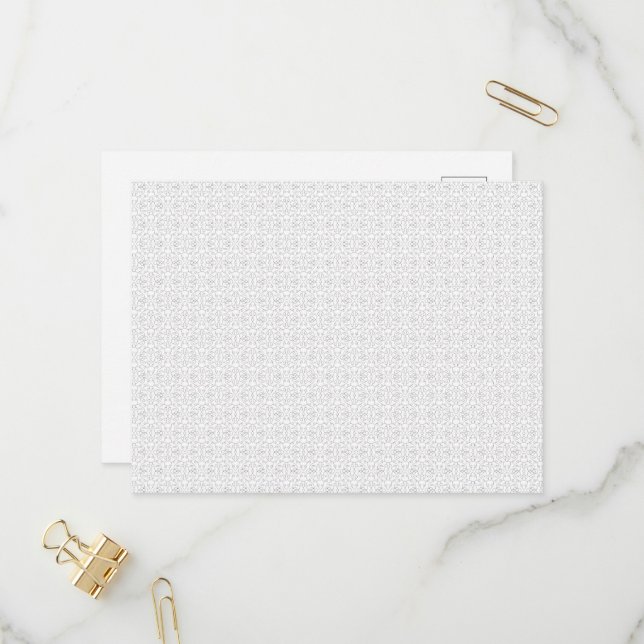 Cartão Postal De Convite Padrão Geométrico do Azulejo da Cinza Leve (Frente/Verso In Situ)