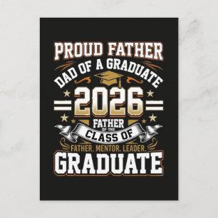 Cartão Postal De Convite Pai Orgulhoso Graduado da Turma de 2026