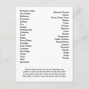 Cartão Postal De Convite Palavras de Chamada de Festa de aniversário de Car