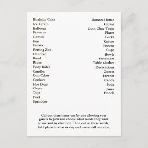 Cartão Postal De Convite Palavras de Chamada de Festa de aniversário de Car