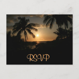 Cartão Postal De Convite Palm Tree Ocean Sunset RSVP