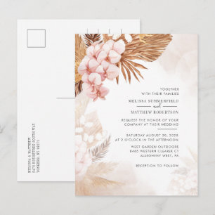 Cartão Postal De Convite Pampas Grass Terracotta Botânica Rosa Floral