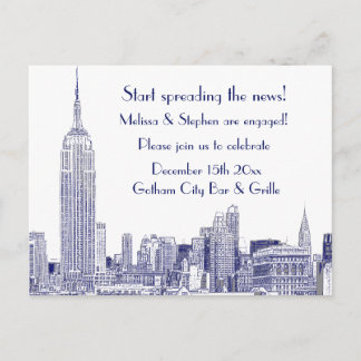 Cartão Postal De Convite Panorama da Cidade de Nova York Gravado 01 Festa d